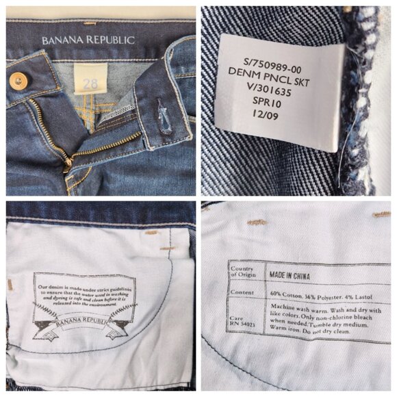 Banana Republic Womens Denim Midi Pencil Skirt Size 28 Blue Med - Picture 6 of 6